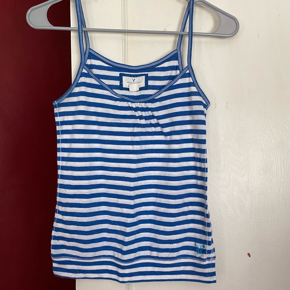 Spaghetti strap striped tank tops